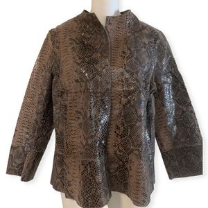 Chico’s Reversible Snake Print Or Middlebury Brown Jacket Size 1